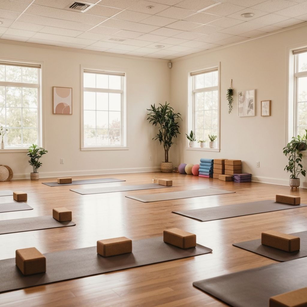 Calm yoga studio interior